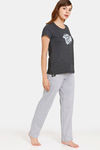 Rosaline Geo Blooms Knit Cotton Pyjama Set - Black Beauty — thumbnail 2